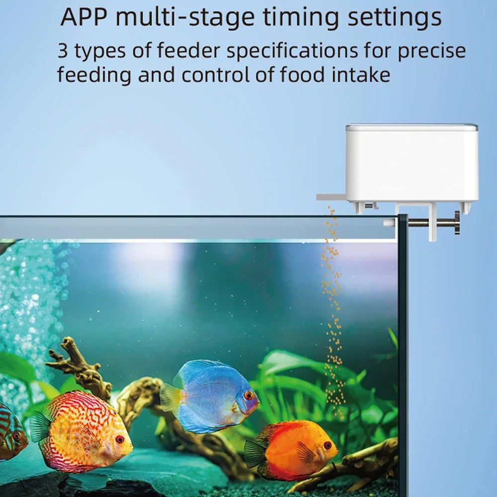 WiFi Smart Fish Feeder Timing, 100ML Large Capacity APP Control